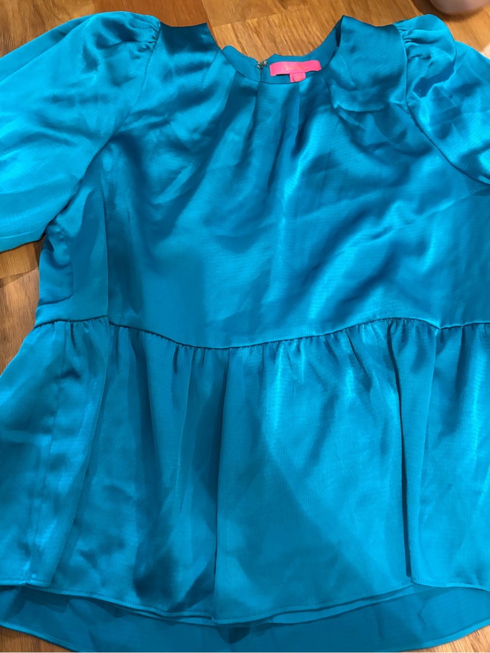 Lilly Pulitzer Turquoise Peplum Blouse